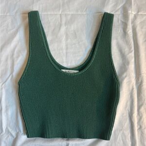 Babaton Green Ribbed Cropped Tank